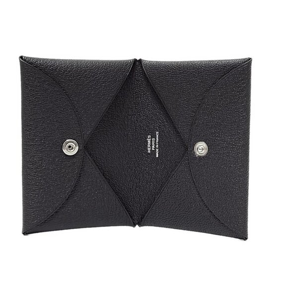 HERMES Calvi - Black Chevre W Card Case 489-071025 - Picture 3 of 4